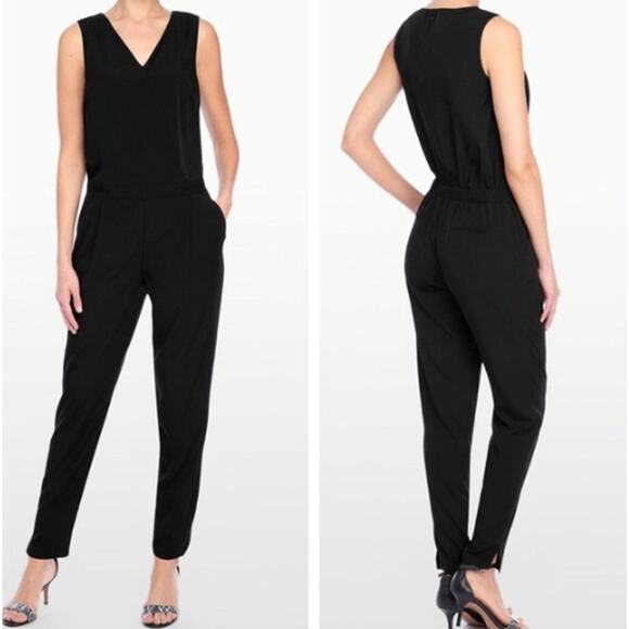 NYDJ Black Semi Formal Jumpsuit Tailored Fit Pockets Sleeveless Womens Size 4 - Picture 1 of 8